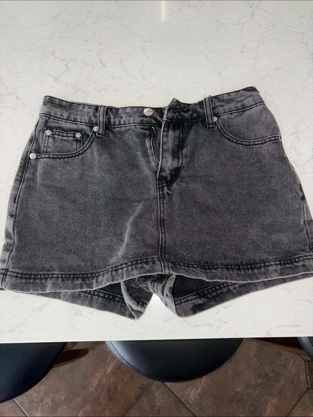 White Fox Boutique Washed Black Denim Skort Shorts